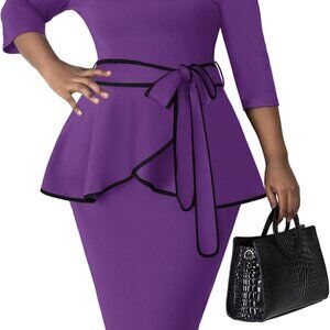 Plus Size Women's Church Dresses Vintage Bodycon Elegant 3/4 Sleeve Pencil Dress
